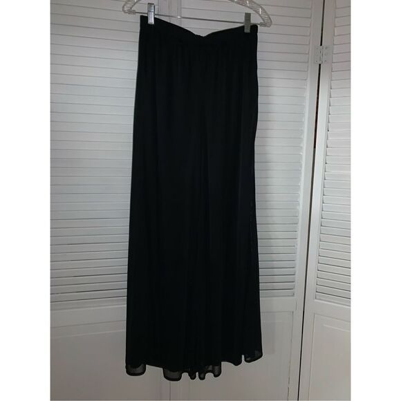 Vintage 90’s Y2K Black Double Layered Chiffon Super Wide Leg Pants Small - Picture 2 of 13